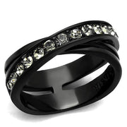 TK2281 - IP Black(Ion Plating) Stainless Steel Ring with Top Grade Crystal  in Black Diamond-0