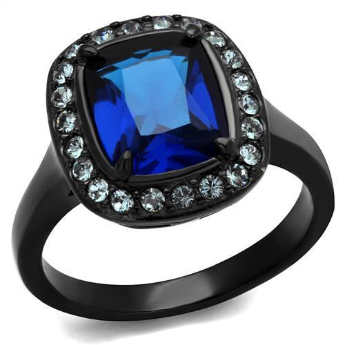 TK2283 - Two-Tone IP Black (Ion Plating) Stainless Steel Ring with Synthetic Synthetic Glass in Montana-0