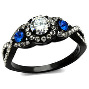 TK2286 - Two-Tone IP Black (Ion Plating) Stainless Steel Ring with AAA Grade CZ  in Clear-0