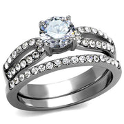 TK2292 - High polished (no plating) Stainless Steel Ring with AAA Grade CZ  in Clear-0