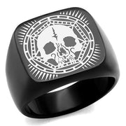 TK2306 - IP Black(Ion Plating) Stainless Steel Ring with No Stone-0