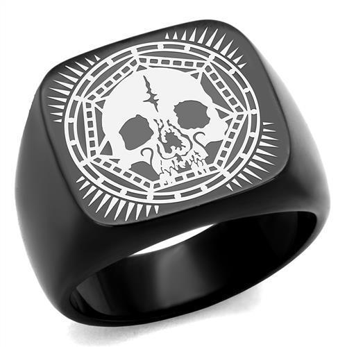 TK2306 - IP Black(Ion Plating) Stainless Steel Ring with No Stone-0