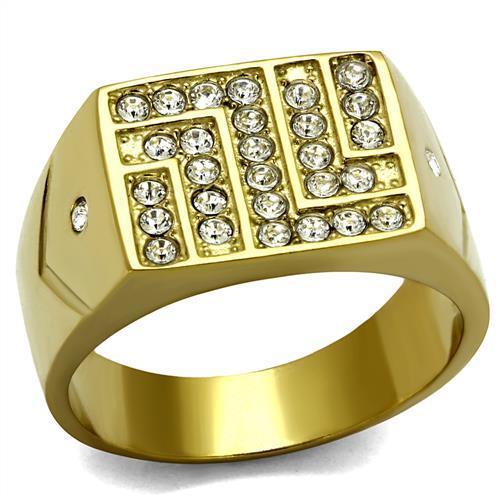 TK2311 - IP Gold(Ion Plating) Stainless Steel Ring with Top Grade Crystal  in Clear-0