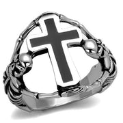 TK2313 - High polished (no plating) Stainless Steel Ring with Epoxy  in Jet-0