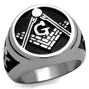 TK2315 - High polished (no plating) Stainless Steel Ring with Epoxy  in Jet-0
