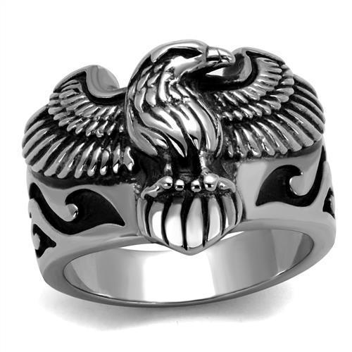TK2319 - High polished (no plating) Stainless Steel Ring with Epoxy  in Jet-0