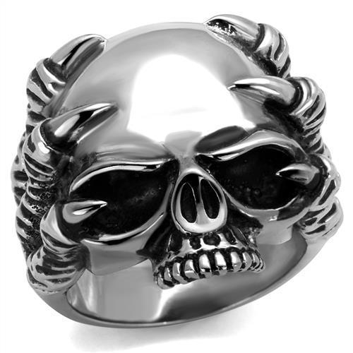 TK2323 - High polished (no plating) Stainless Steel Ring with Epoxy  in Jet-0