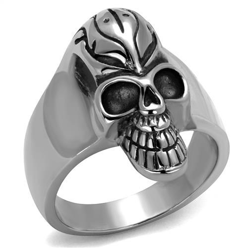 TK2324 - High polished (no plating) Stainless Steel Ring with Epoxy  in Jet-0