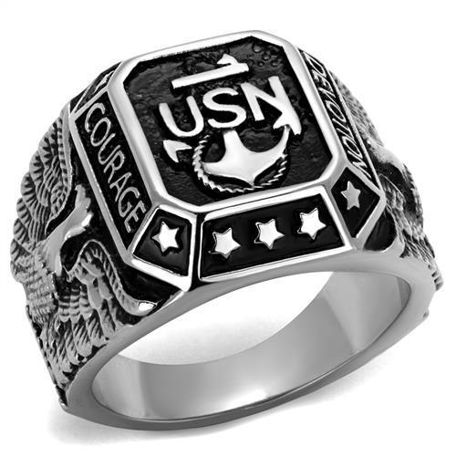 TK2325 - High polished (no plating) Stainless Steel Ring with Epoxy  in Jet-0
