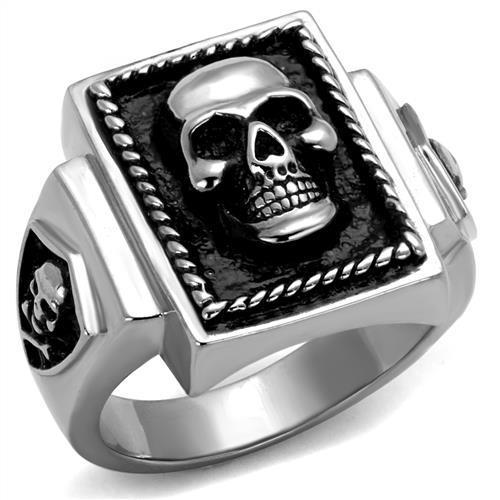 TK2326 - High polished (no plating) Stainless Steel Ring with Epoxy  in Jet-0