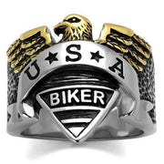 TK2327 - Two-Tone IP Gold (Ion Plating) Stainless Steel Ring with Epoxy  in Jet-0