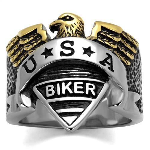 TK2327 - Two-Tone IP Gold (Ion Plating) Stainless Steel Ring with Epoxy  in Jet-0