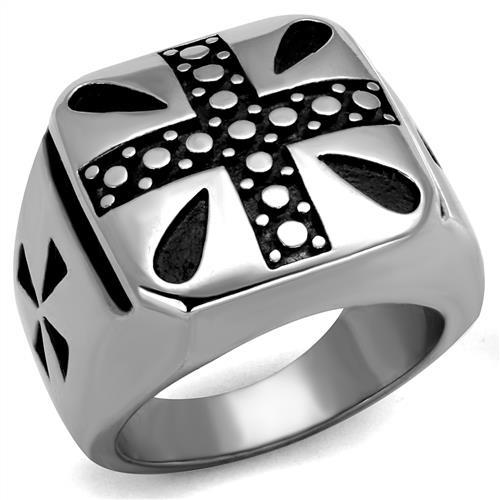 TK2331 - High polished (no plating) Stainless Steel Ring with Epoxy  in Jet-0