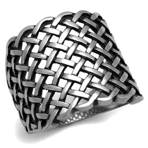 TK2333 - High polished (no plating) Stainless Steel Ring with Epoxy  in Jet-0