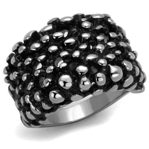 TK2334 - High polished (no plating) Stainless Steel Ring with Epoxy  in Jet-0