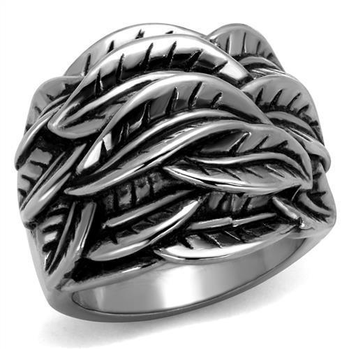 TK2336 - High polished (no plating) Stainless Steel Ring with Epoxy  in Jet-0