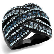 TK2352 - IP Black(Ion Plating) Stainless Steel Ring with Top Grade Crystal  in Montana-0