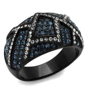 TK2353 - IP Black(Ion Plating) Stainless Steel Ring with Top Grade Crystal  in Montana-0