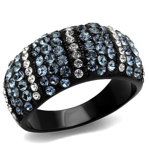 TK2355 - IP Black(Ion Plating) Stainless Steel Ring with Top Grade Crystal  in Montana-0