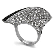 TK2361 - Two-Tone IP Black (Ion Plating) Stainless Steel Ring with Top Grade Crystal  in Jet-0