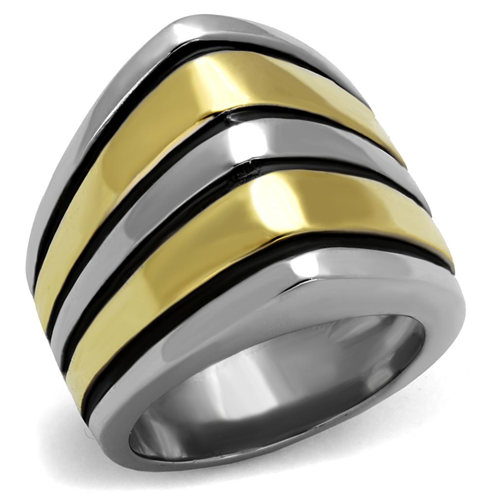 TK2367 - Two-Tone IP Gold (Ion Plating) Stainless Steel Ring with Epoxy  in Jet-0