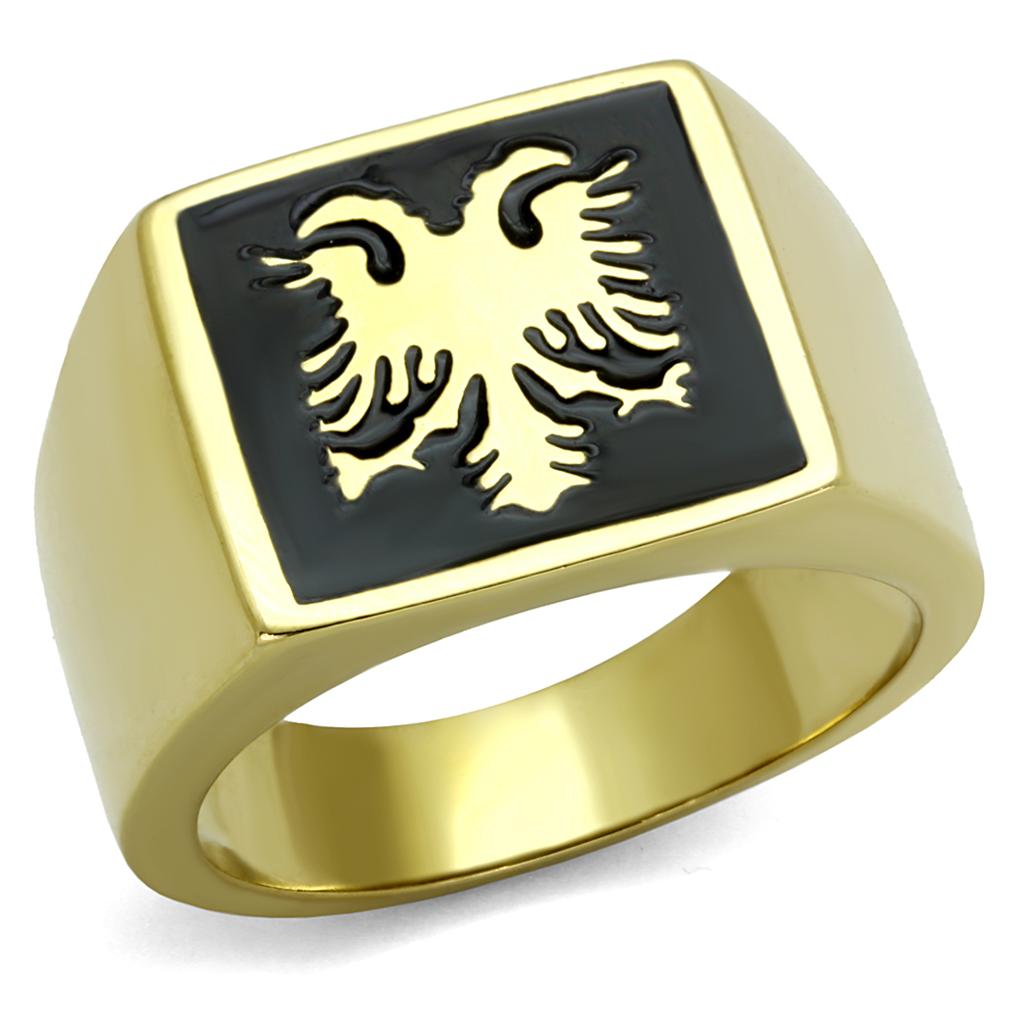 TK2373 - IP Gold(Ion Plating) Stainless Steel Ring with Epoxy  in Jet-0