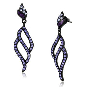 TK2379 - IP Black(Ion Plating) Stainless Steel Earrings with Top Grade Crystal  in Tanzanite-0
