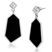 TK2382 - High polished (no plating) Stainless Steel Earrings with AAA Grade CZ  in Clear-0