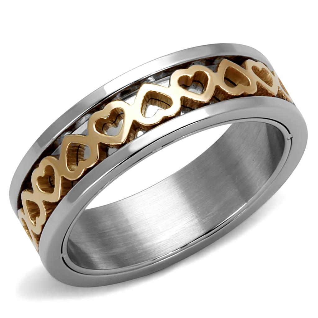 TK2398 - Two-Tone IP Rose Gold Stainless Steel Ring with No Stone-0