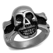TK2416 - Antique Silver Stainless Steel Ring with Epoxy  in Jet-0