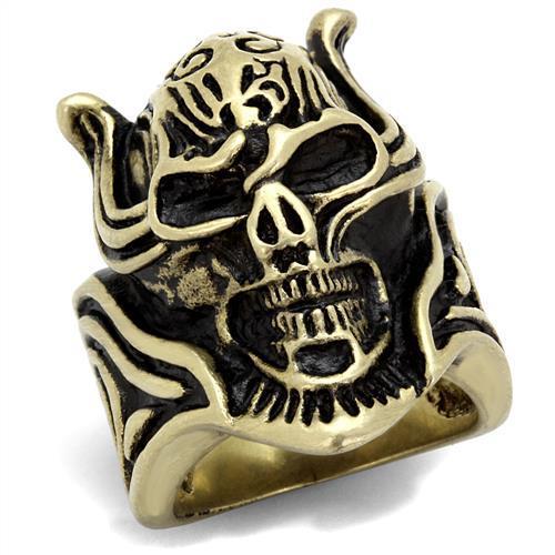 TK2446 - IP Antique Copper Stainless Steel Ring with Epoxy  in Jet-0