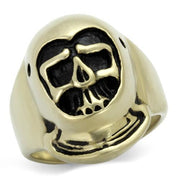 TK2447 - IP Antique Copper Stainless Steel Ring with Epoxy  in Jet-0
