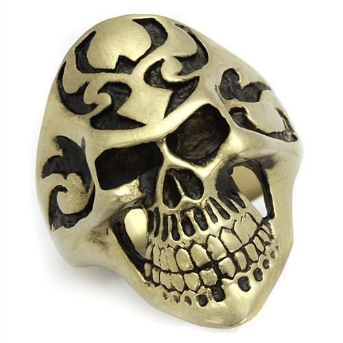 TK2448 - IP Antique Copper Stainless Steel Ring with Epoxy  in Jet-0