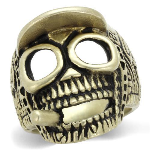 TK2449 - IP Antique Copper Stainless Steel Ring with Epoxy  in Jet-0