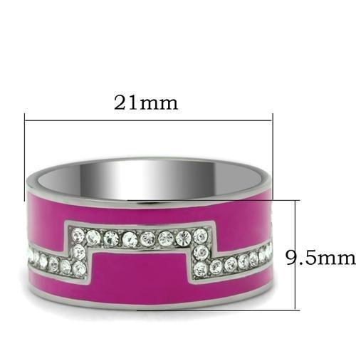 TK244 - High polished (no plating) Stainless Steel Ring with Top Grade Crystal  in Clear-1