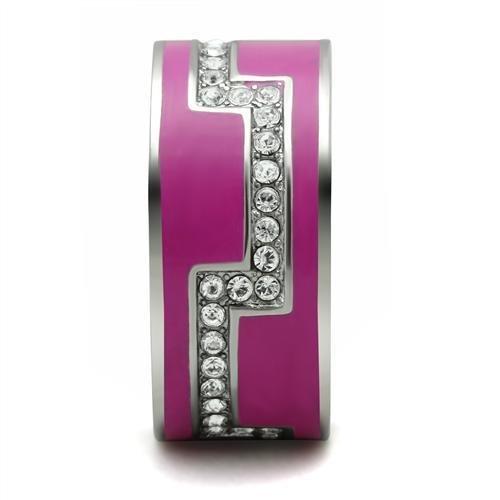 TK244 - High polished (no plating) Stainless Steel Ring with Top Grade Crystal  in Clear-3