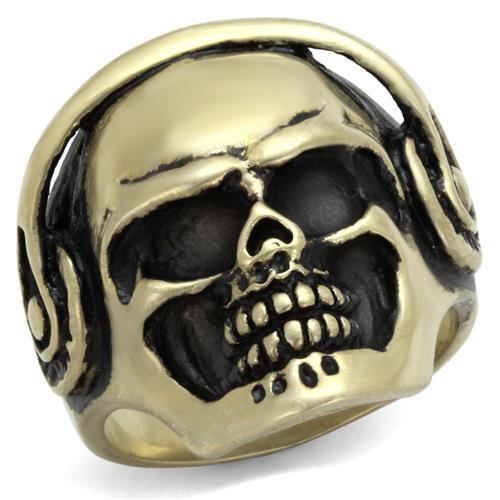 TK2451 - IP Antique Copper Stainless Steel Ring with Epoxy  in Jet-0