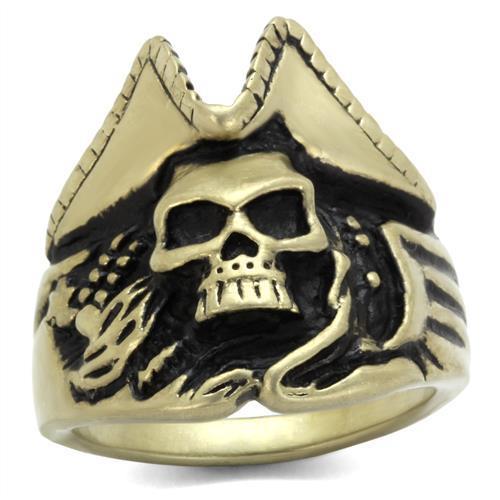 TK2453 - IP Antique Copper Stainless Steel Ring with Epoxy  in Jet-0