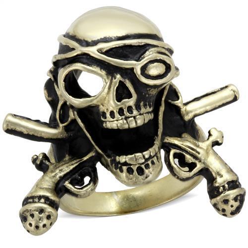 TK2456 - IP Antique Copper Stainless Steel Ring with Epoxy  in Jet-0