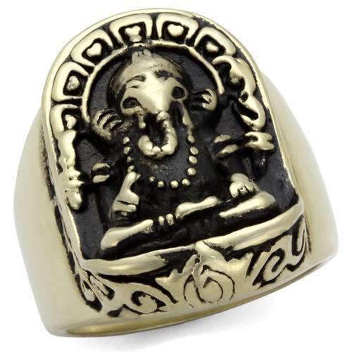 TK2457 - IP Antique Copper Stainless Steel Ring with Epoxy  in Jet-0