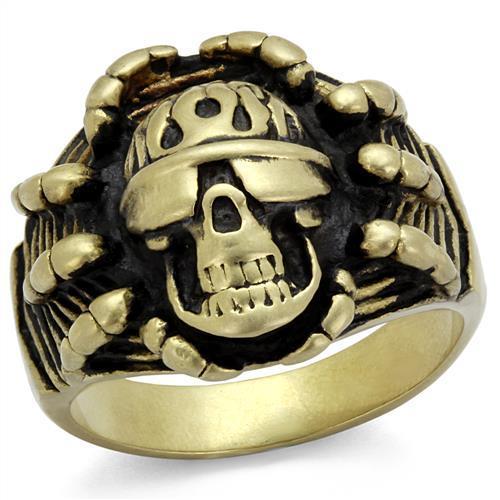 TK2461 - IP Antique Copper Stainless Steel Ring with Epoxy  in Jet-0