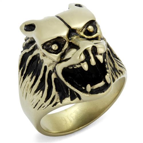 TK2462 - IP Antique Copper Stainless Steel Ring with Epoxy  in Jet-0