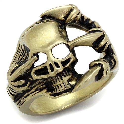 TK2464 - IP Antique Copper Stainless Steel Ring with Epoxy  in Jet-0