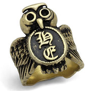 TK2465 - IP Antique Copper Stainless Steel Ring with Epoxy  in Jet-0