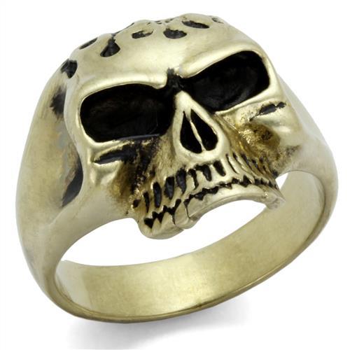 TK2467 - IP Antique Copper Stainless Steel Ring with Epoxy  in Jet-0
