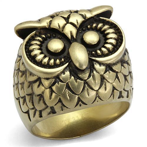 TK2468 - IP Antique Copper Stainless Steel Ring with Epoxy  in Jet-0