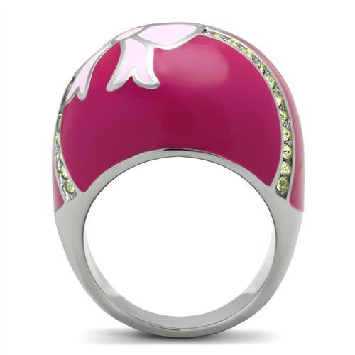 TK246 - High polished (no plating) Stainless Steel Ring with Top Grade Crystal  in Citrine Yellow-2