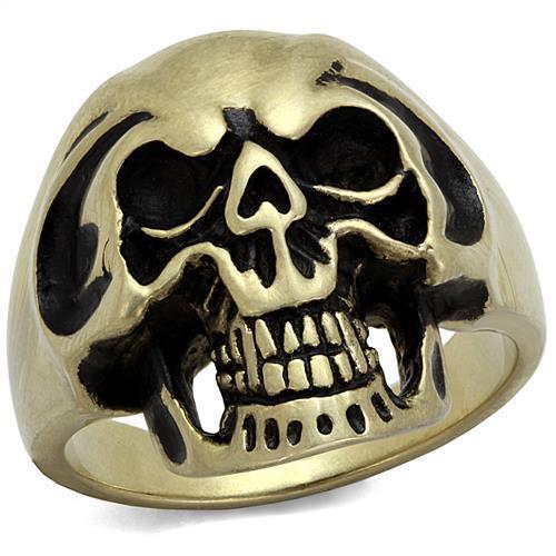 TK2472 - IP Antique Copper Stainless Steel Ring with Epoxy  in Jet-0