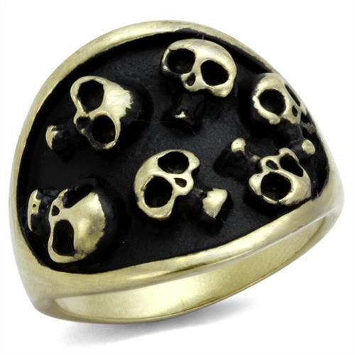 TK2473 - IP Antique Copper Stainless Steel Ring with Epoxy  in Jet-0