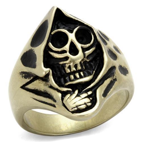 TK2474 - IP Antique Copper Stainless Steel Ring with Epoxy  in Jet-0